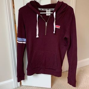 PINK 1/4 Zip Maroon Hoodie S